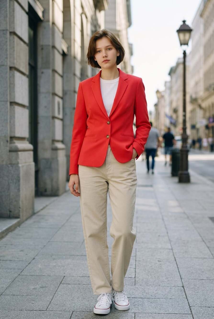 The Limited Two-Button Tailored Blazer in Vibrant Red